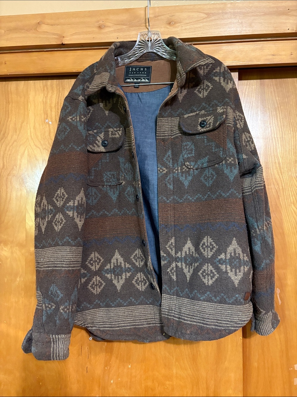 Jachs Brown & Blue Patterned Shirt Jacket